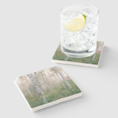 USA, New Hampshire. Birnen im Nebel Steinuntersetzer (Seitenansicht)