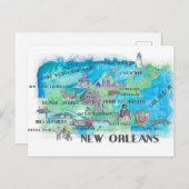 USA New Jersey Reiseplan mit Highlights Postkarte (Vorne/Hinten)