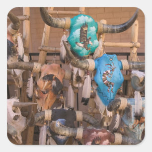 USA, New Mexico, Santa Fe: Downtown Santa Fe, Quadratischer Aufkleber