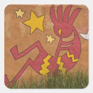USA, New Mexico, Santa Fe. Wandgemälde Quadratischer Aufkleber