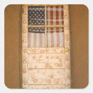 USA, New Mexico, Taos: Taos Indian Pueblo Quadratischer Aufkleber