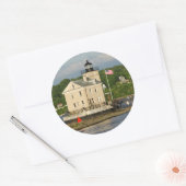 USA, New York, Kingston, Hudson River. Rondout Runder Aufkleber (Umschlag)