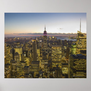 USA, New York, New York City, Cityscape bei Abendd Poster