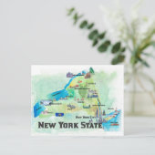USA New York Staat Travel Map Postkarte (Stehend Vorderseite)
