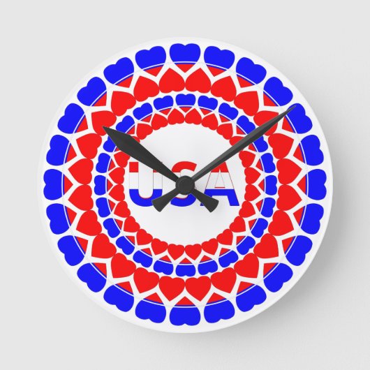 USA Niedlich Patriotic Runde Wanduhr (Vorderseite)