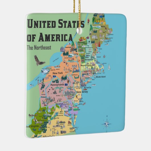 USA-Nordostkarte Keramikornament (Rechts)