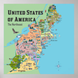 USA Northeast Staaten Map Poster