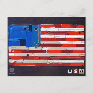 USA Nummernschild Kunst Flaggen Postkarte