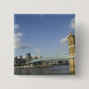 USA, Ohio, Cincinnati: Roebling-Hängebrücke 2 Button
