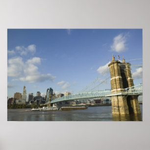 USA, Ohio, Cincinnati: Roebling-Hängebrücke 2 Poster