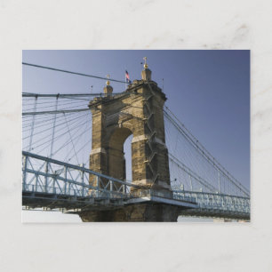 USA, Ohio, Cincinnati: Roebling Hängebrücke 3 Postkarte
