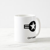 USA Optimismus schwarz Kaffeetasse (VorderseiteRechts)