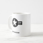 USA Optimismus schwarz Kaffeetasse (Vorderseite Links)