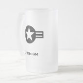 USA Optimismus schwarz Mattglas Bierglas (Vorderseite Links)