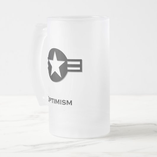 USA Optimismus schwarz Mattglas Bierglas (Vorderseite Links)