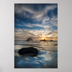 USA, Oregon, Bandon Beach. Gesichtsrock Poster