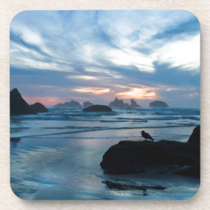 USA, Oregon, Bandon Beach. Möwe auf Felsen Getränkeuntersetzer