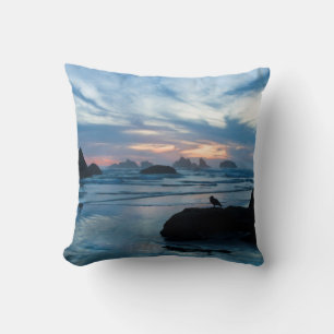 USA, Oregon, Bandon Beach. Möwe auf Felsen Kissen