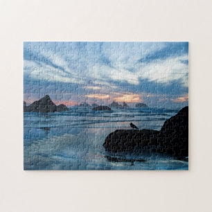 USA, Oregon, Bandon Beach. Seagull auf Felsen Puzzle