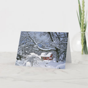 USA, Oregon, Clackamas County. Frischer Schnee Feiertagskarte