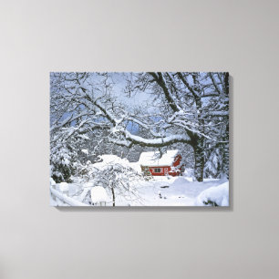 USA, Oregon, Clackamas Landkreis. Frischer Schnee Leinwanddruck