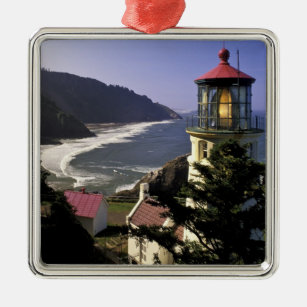 USA, Oregon, Florenz. Heceta Head Lighthouse Silbernes Ornament