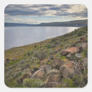 USA, Oregon, Gilliam County, Columbia River Quadratischer Aufkleber