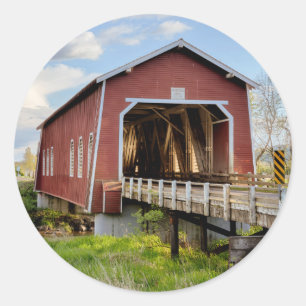 USA, Oregon, Scio, Shimanek-Brücke Runder Aufkleber