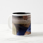 USA, Oregon, Seneca, Ponderosa Ranch. Cowboy Zweifarbige Tasse (Vorderseite Links)