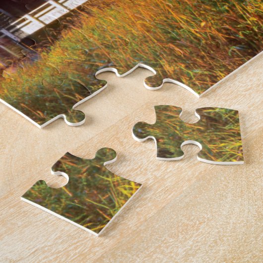 USA, Oregon. Shimanek bedeckte Brücke am Morgen Puzzle (Seite)