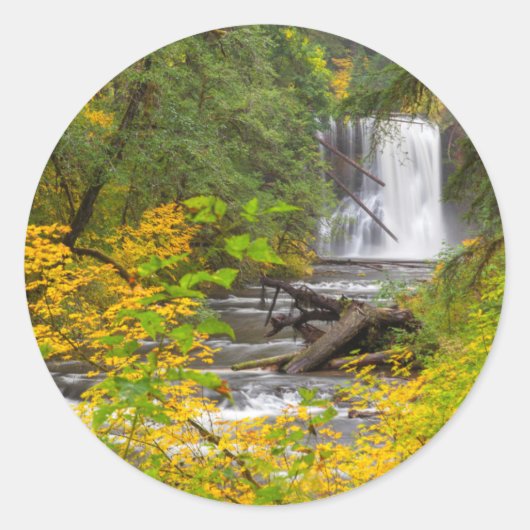 USA, Oregon, Silver Falls Staat Park 2 Runder Aufkleber (Vorderseite)