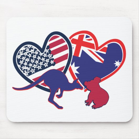 USA - Österreich-Liebe-mit-Tieren Mousepad (Vorne)