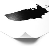 USA Outline Silhouette Map With Compass Fotodruck (Ecke)