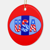 USA Oval Keramik Ornament (Links)