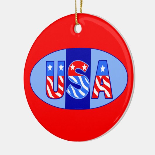 USA Oval Keramik Ornament (Links)
