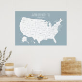 USA Paare Karte, wo wir in Slate Blue waren Poster (Küche)