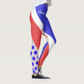 USA PALE TONE RED WHITE und BLAUE mit Ihrem Namen Leggings (Rechts)