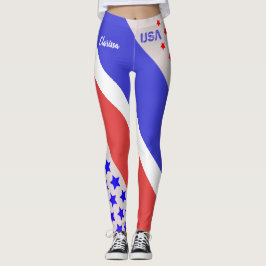 USA PALE TONE RED WHITE und BLAUE mit Ihrem Namen Leggings