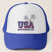 USA Palm Independence Day Trucker Hats Truckerkappe (Vorderseite)