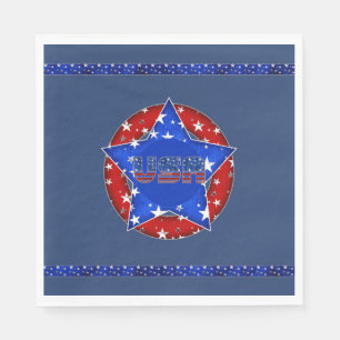 USA Paper Napkins Red, White, Blue Serviette