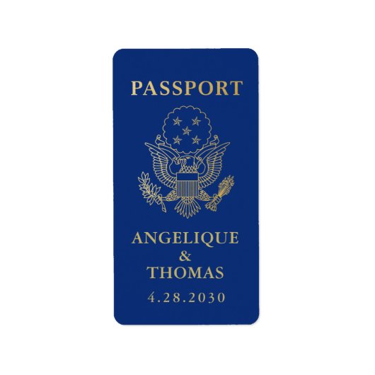USA Passport Emblem Travel Theme Gefallen Adressaufkleber (Vorne)