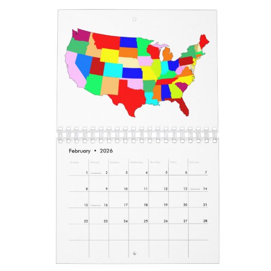 USA Patchwork-Karte Kalender (Feb 2026)