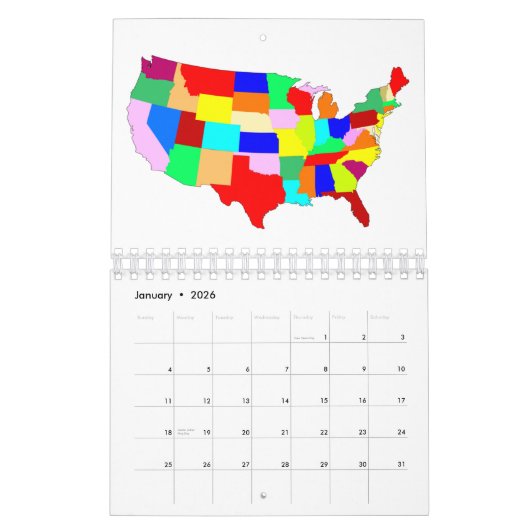 USA Patchwork-Karte Kalender (Jan 2026)