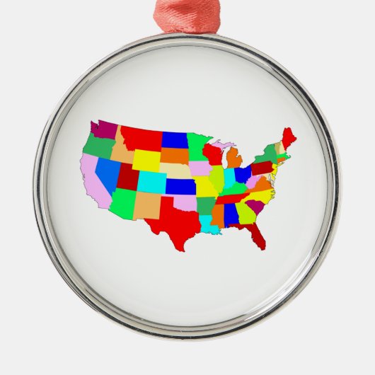 USA Patchwork-Karte Ornament Aus Metall (Vorne)