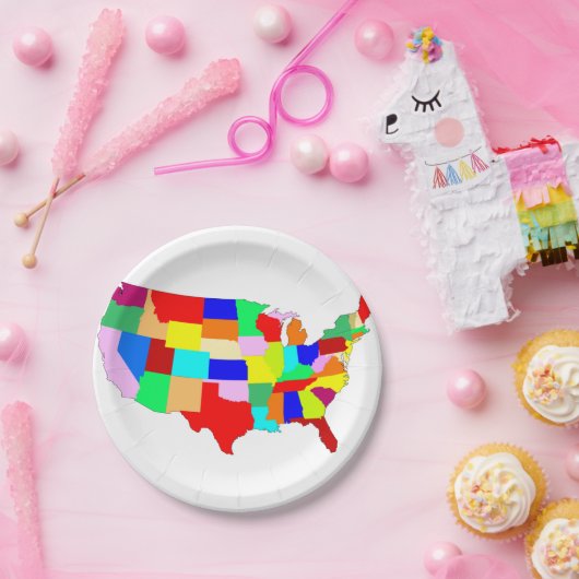 USA Patchwork-Karte Pappteller (Party)