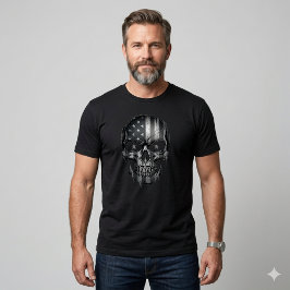 USA Patriot 1776 Skull American Flag Distressed  T-Shirt