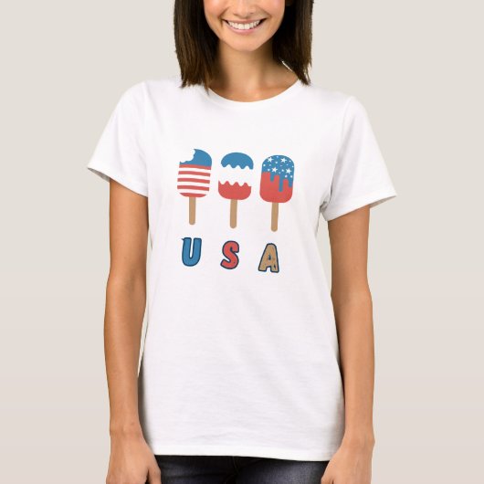 USA Patriot July 4 Independence Day Popcles T-Shirt (Vorderseite)