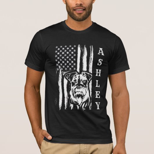 USA Patriot Miniature Schnauzer Dog US Pet T-Shirt (Vorderseite)