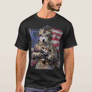 USA Patriot Siberian Husky Dog als Kommando T-Shirt