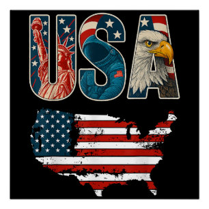 USA Patriotic 4. Juli America Flaggenfreiheit Poster